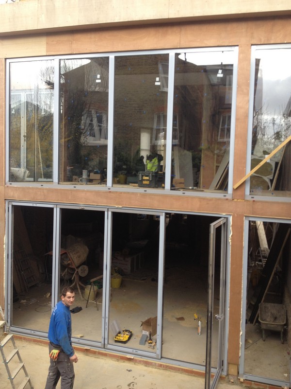 Aluminium bi-fold doors with two-storey glazing in Alexandra Palace