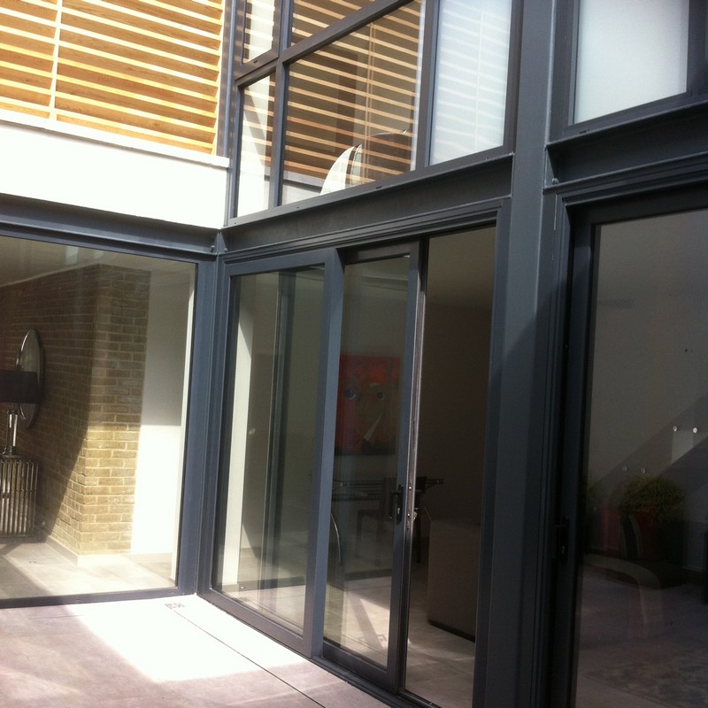 Anthracite aluminium sliding patio doors fitted in Alexandra Palace